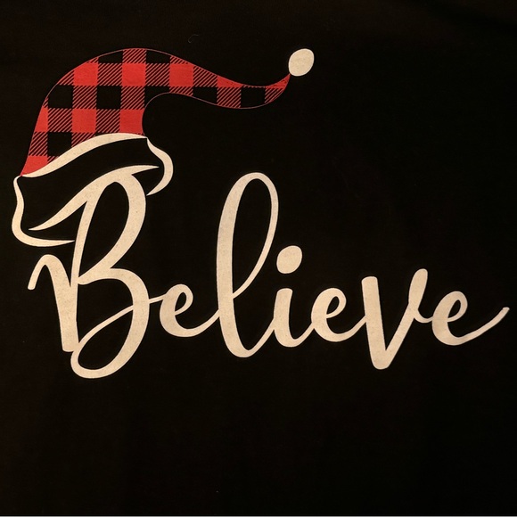 BELIEVE * Christmas TEE * Short Sleeves for Warm Weather * Buffalo Check * 2XL * - Picture 2 of 6